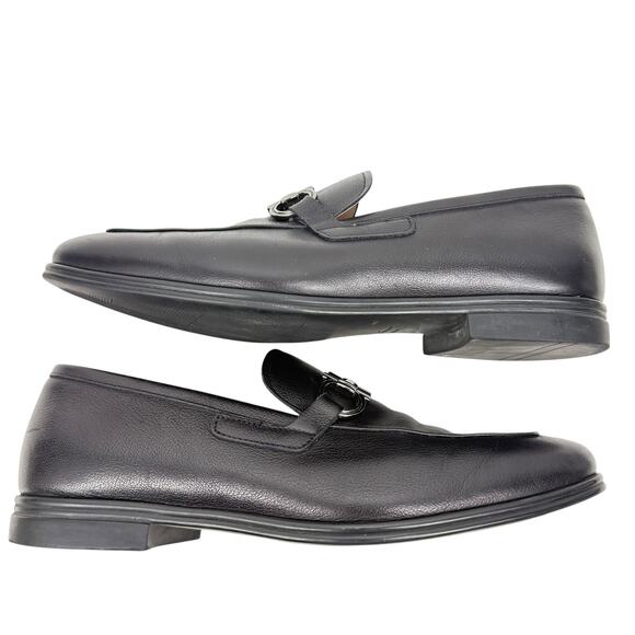 Salvatore Ferragamo Scarlet Gancini Double Bit Loafers Black Leather Size 9.5 main image 7